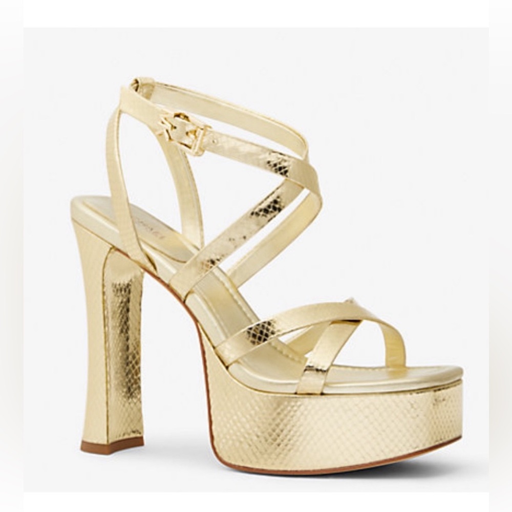 Michael Kors Metallic Gold Platform Strappy Sandals